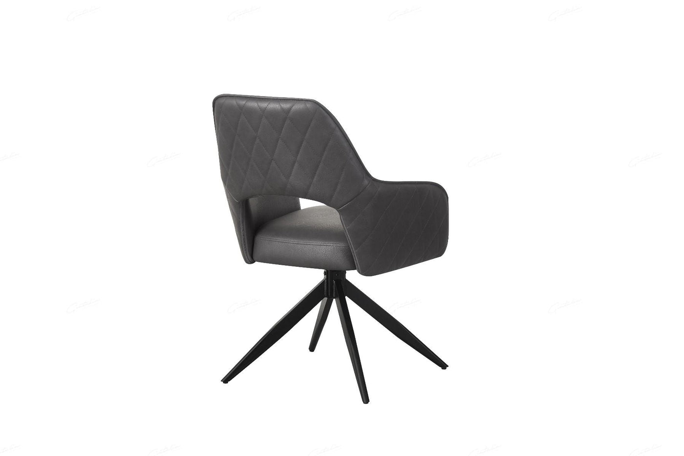 Enrica PU Leather Swivel Dining Chairs With Black Metal Base - Pairs - 2 Colours