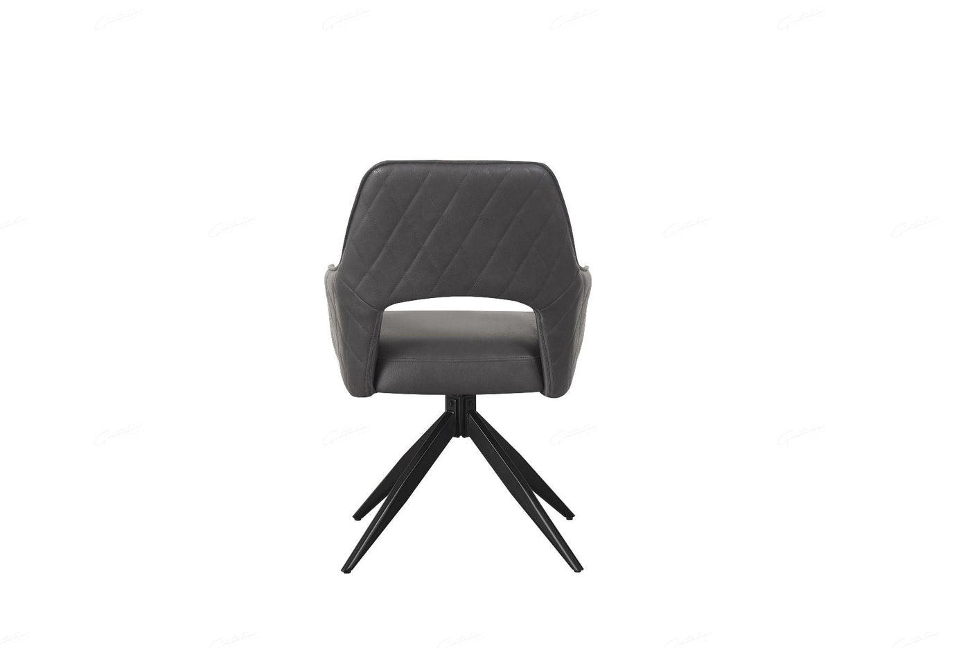 Enrica PU Leather Swivel Dining Chairs With Black Metal Base - Pairs - 2 Colours