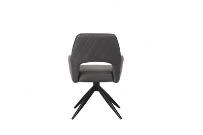 Enrica PU Leather Swivel Dining Chairs With Black Metal Base - Pairs - 2 Colours