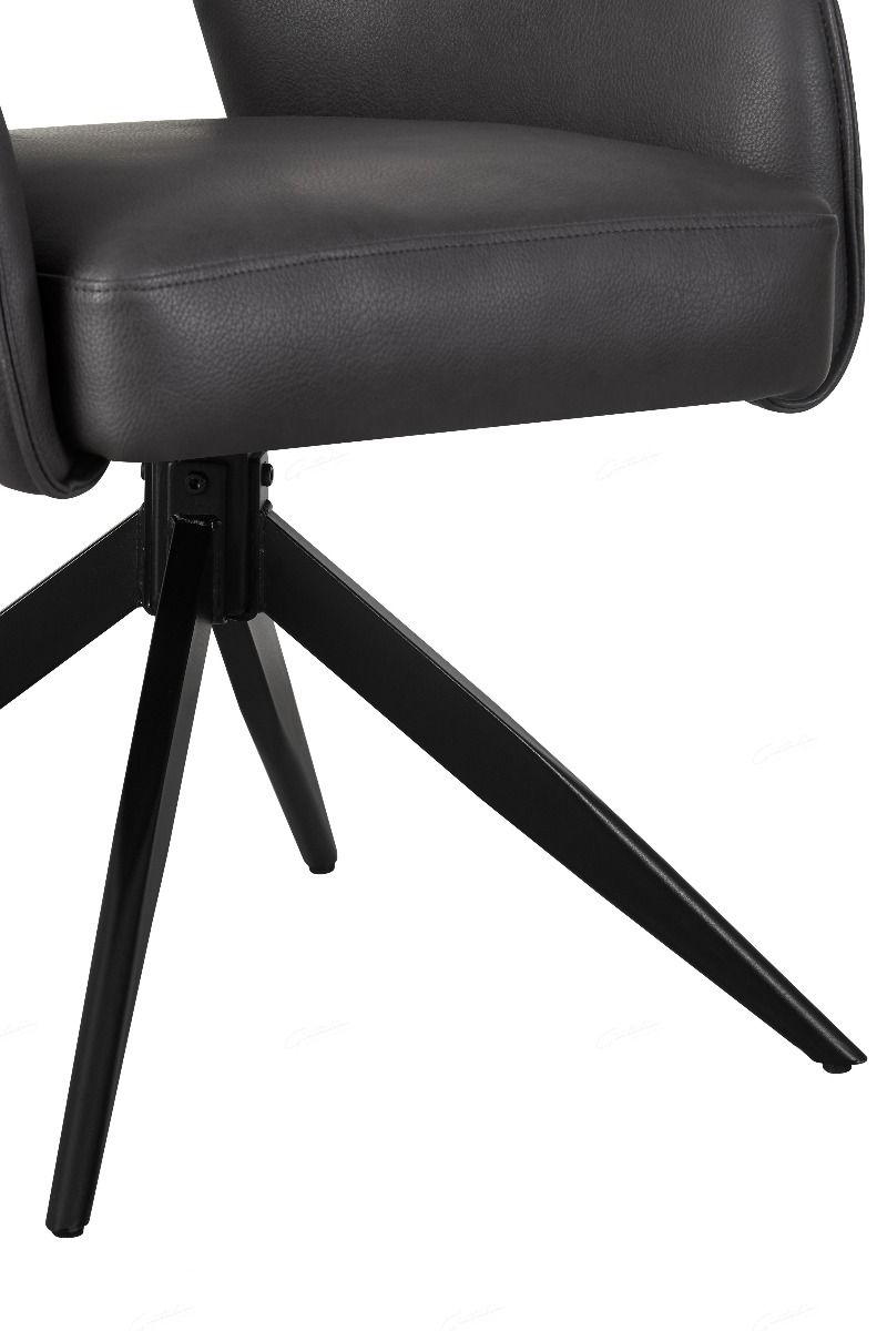 Enrica PU Leather Swivel Dining Chairs With Black Metal Base - Pairs - 2 Colours