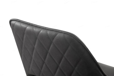 Enrica PU Leather Swivel Dining Chairs With Black Metal Base - Pairs - 2 Colours