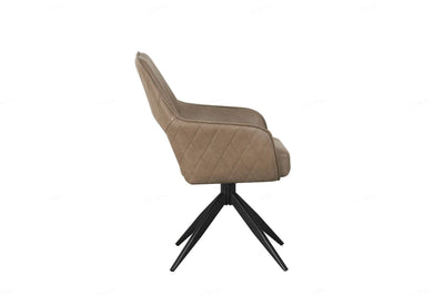 Enrica PU Leather Swivel Dining Chairs With Black Metal Base - Pairs - 2 Colours