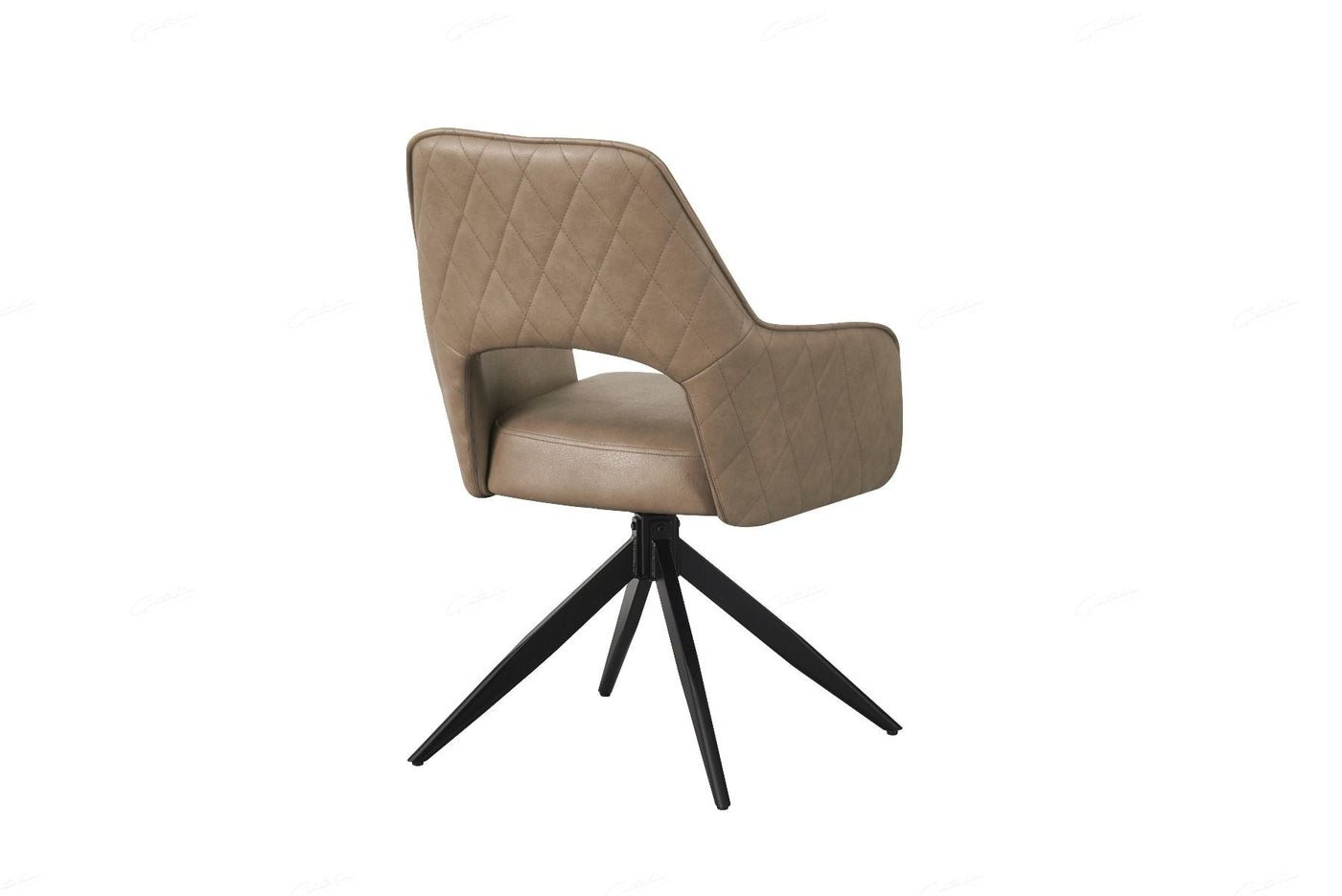 Enrica PU Leather Swivel Dining Chairs With Black Metal Base - Pairs - 2 Colours