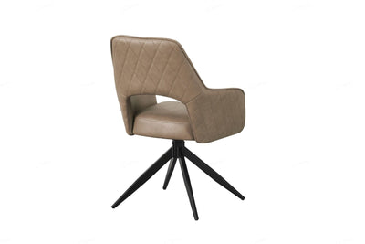 Enrica PU Leather Swivel Dining Chairs With Black Metal Base - Pairs - 2 Colours