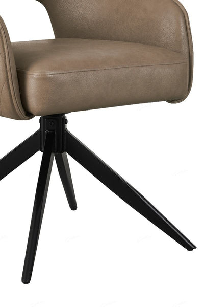 Enrica PU Leather Swivel Dining Chairs With Black Metal Base - Pairs - 2 Colours