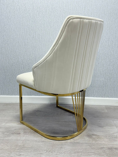 Ravello 180cm Gold Dining Table With Cannes Gold Chairs In 2 Colours