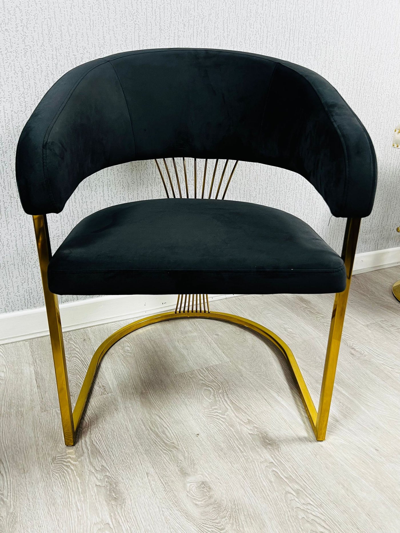 Porado Black/Gold Leathaire Fabric Dining Chair