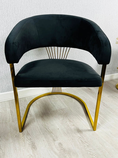 Porado Black/Gold Leathaire Fabric Dining Chair