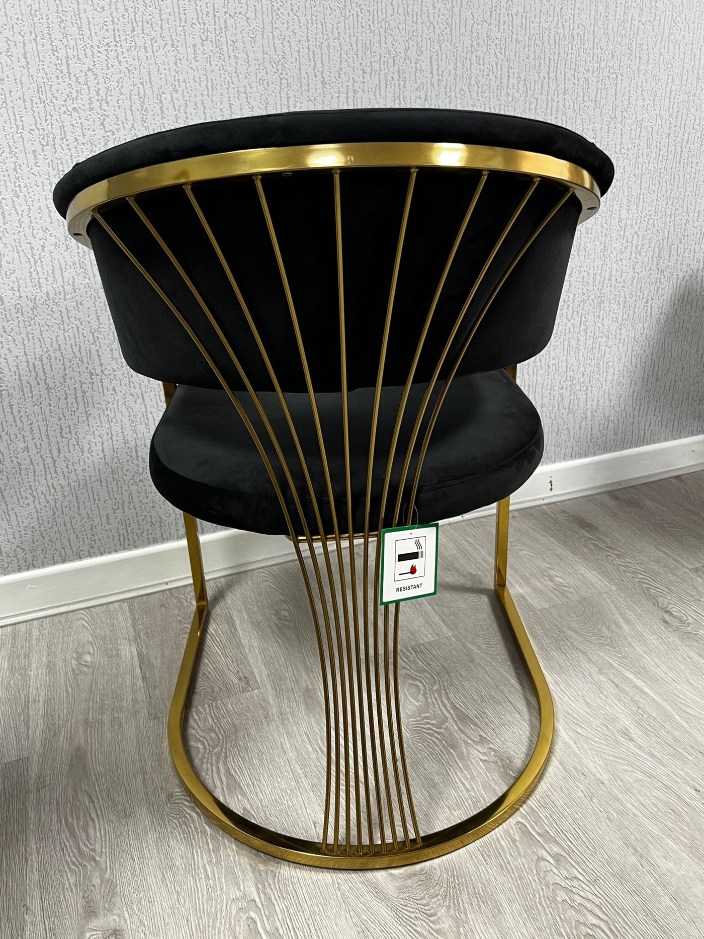 Porado Black/Gold Leathaire Fabric Dining Chair