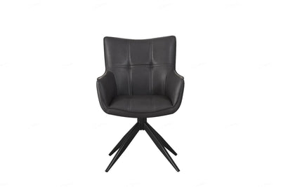 Franca PU Leather Swivel Dining Chairs With Black Metal Base - Pairs - 2 Colours
