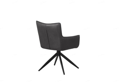 Franca PU Leather Swivel Dining Chairs With Black Metal Base - Pairs - 2 Colours