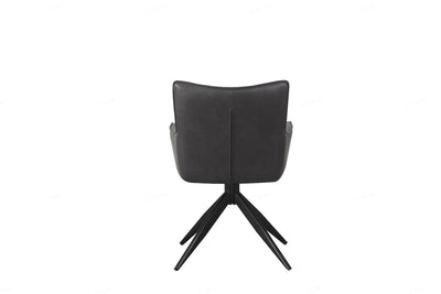 Franca PU Leather Swivel Dining Chairs With Black Metal Base - Pairs - 2 Colours