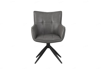 Franca PU Leather Swivel Dining Chairs With Black Metal Base - Pairs - 2 Colours