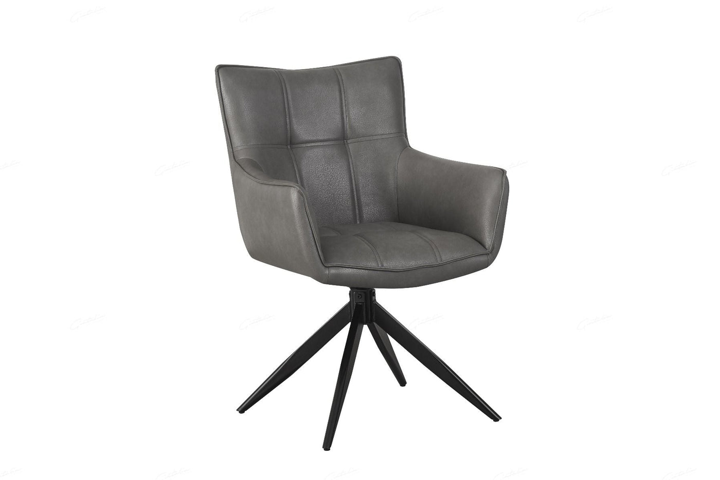 Franca PU Leather Swivel Dining Chairs With Black Metal Base - Pairs - 2 Colours