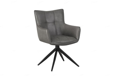 Franca PU Leather Swivel Dining Chairs With Black Metal Base - Pairs - 2 Colours