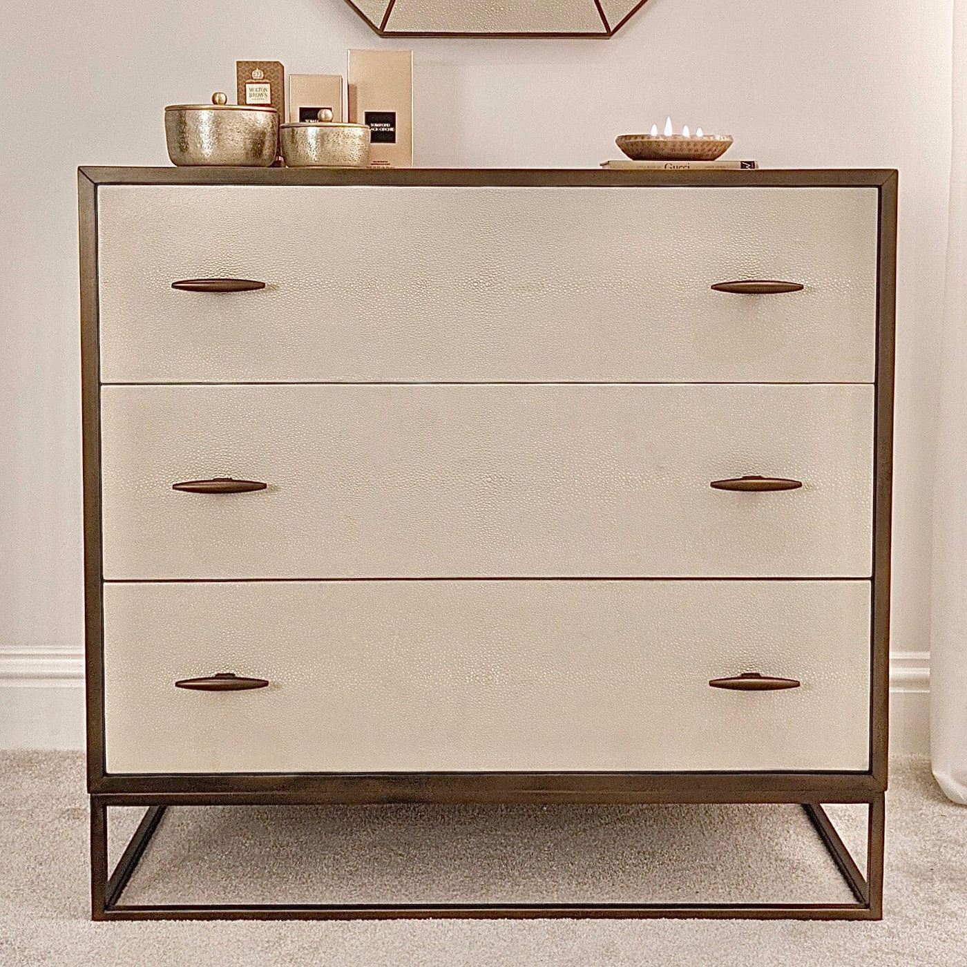 DI Designs Hampton Chest of Drawers - Ivory Shagreen - Belmont Interiors