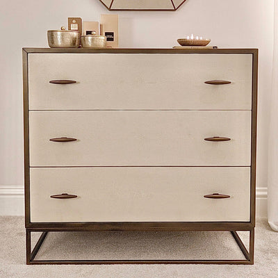 DI Designs Hampton Chest of Drawers - Ivory Shagreen - Belmont Interiors