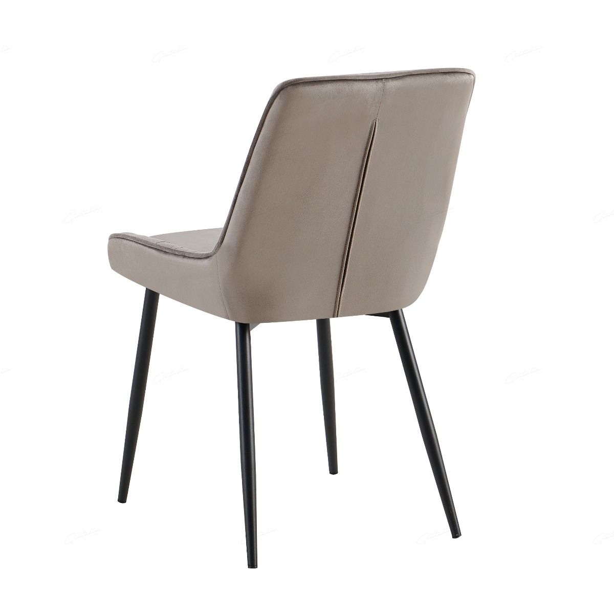 Nina Grey Velvet Quilted Dining Chairs With Black Metal Base - Pairs