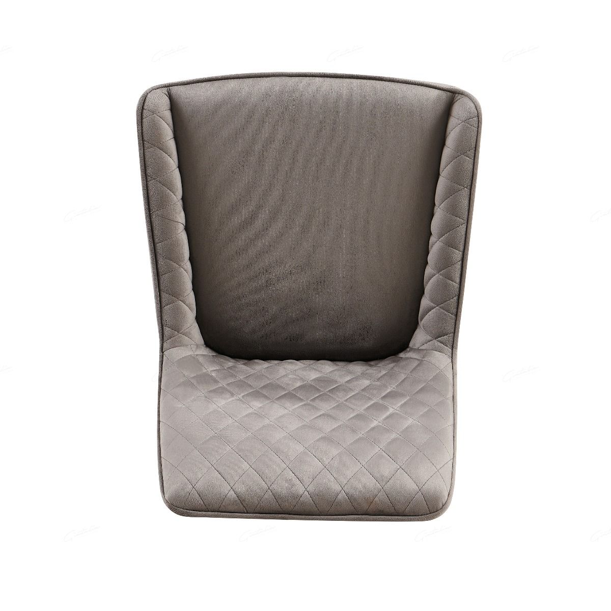 Nina Grey Velvet Quilted Dining Chairs With Black Metal Base - Pairs
