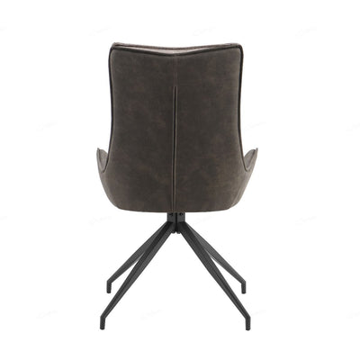 Plush Beige Contrasting Fabric Swivel Dining Chairs With Black Metal Base - Pairs -