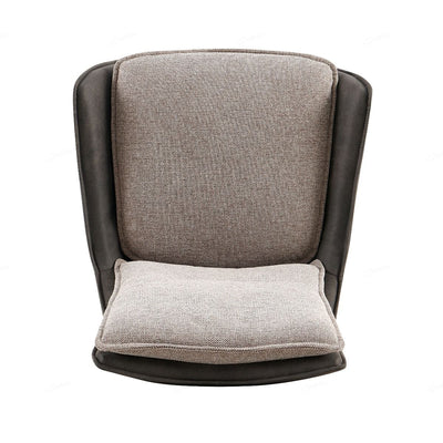 Plush Beige Contrasting Fabric Swivel Dining Chairs With Black Metal Base - Pairs -