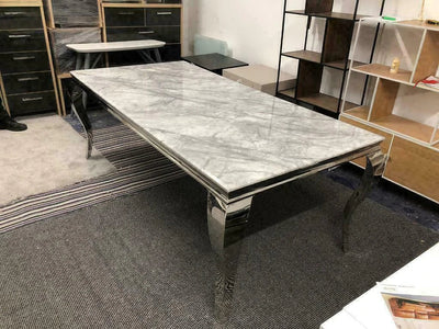 Louis 180CM Marble & Chrome Dining Table - 5 Colours - Belmont Interiors