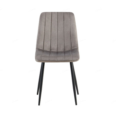 Teora Grey Velvet Dining Chairs With Black Metal Base - Pairs