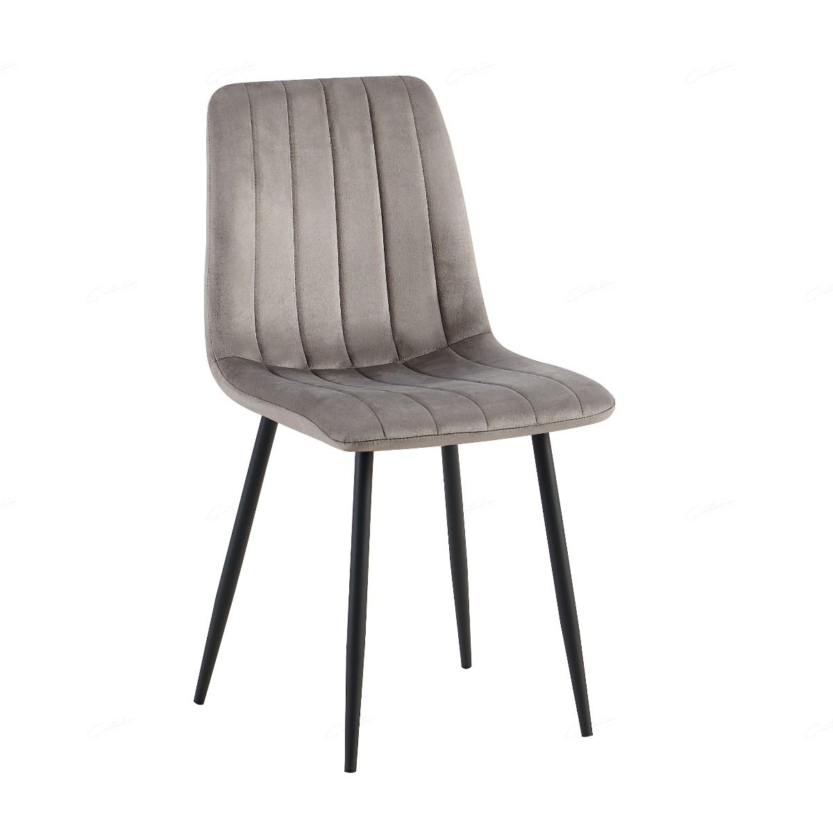 Teora Grey Velvet Dining Chairs With Black Metal Base - Pairs
