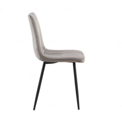 Teora Grey Velvet Dining Chairs With Black Metal Base - Pairs
