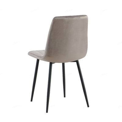 Teora Grey Velvet Dining Chairs With Black Metal Base - Pairs