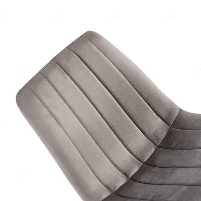 Teora Grey Velvet Dining Chairs With Black Metal Base - Pairs