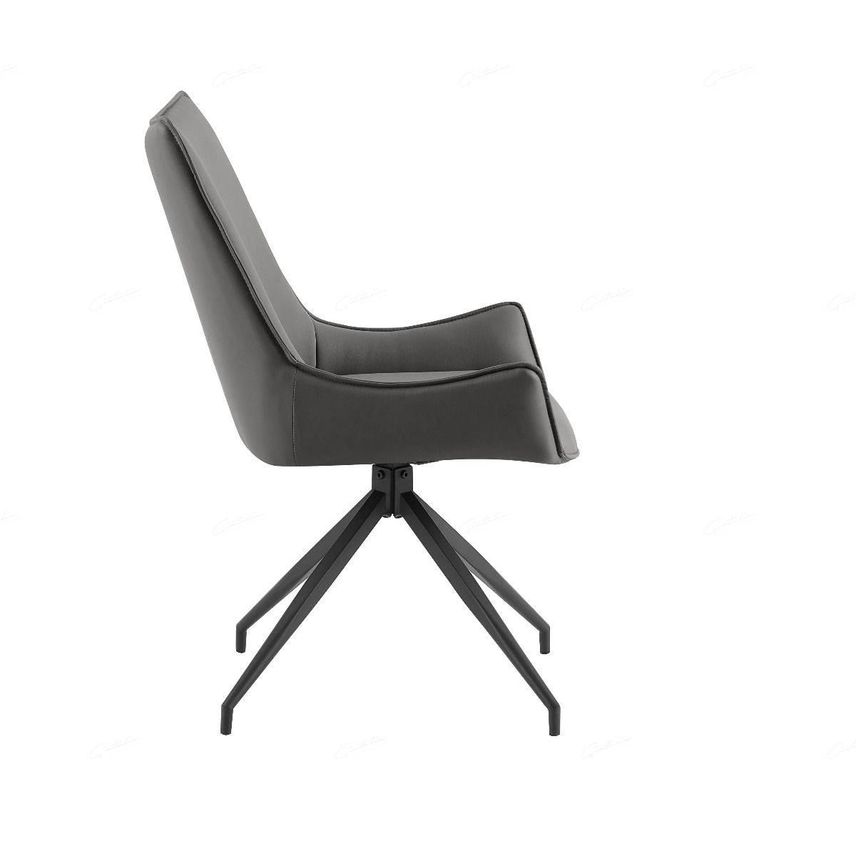 Zenith PU Leather Swivel Dining Chairs With Black Metal Base - Pairs - 2 Colours