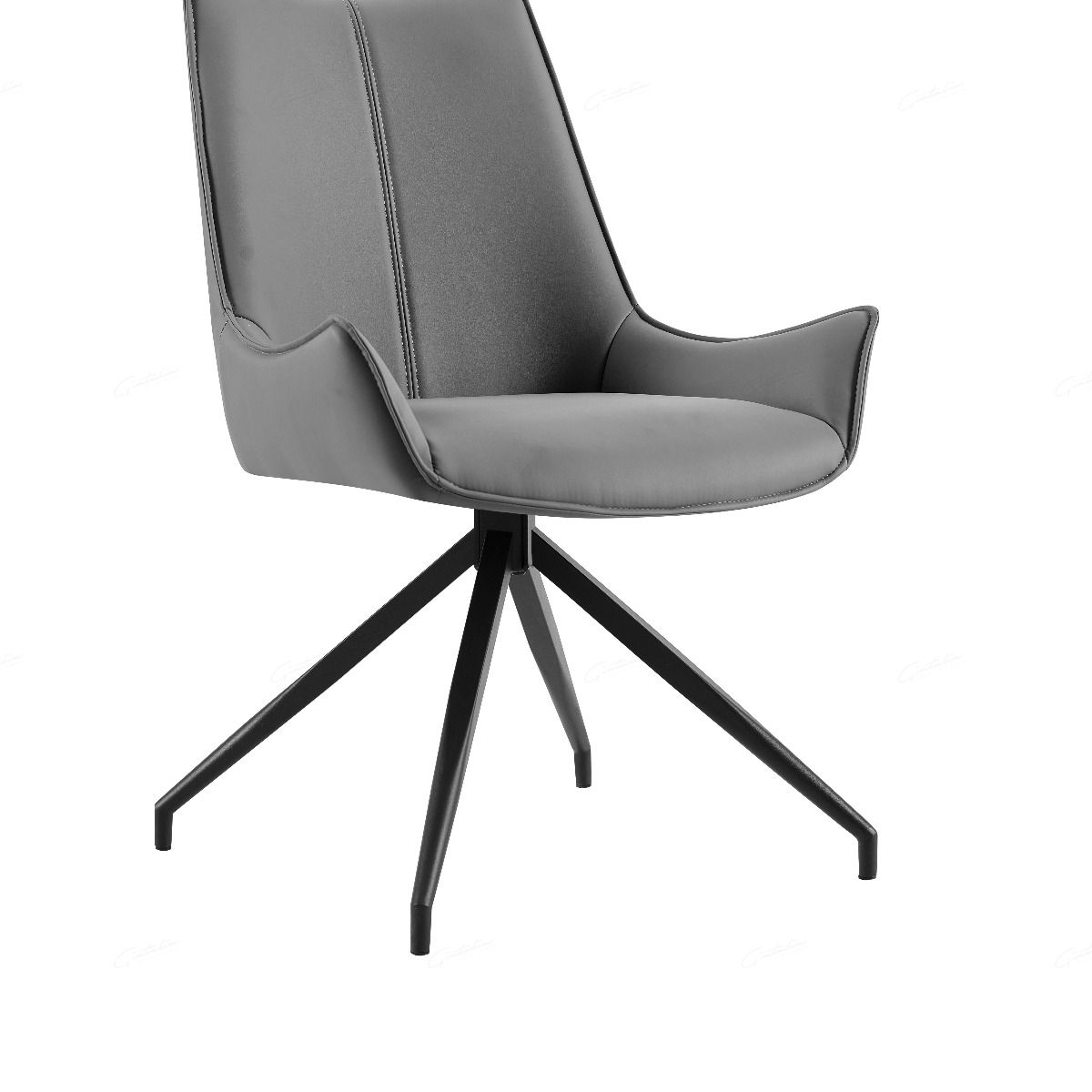 Zenith PU Leather Swivel Dining Chairs With Black Metal Base - Pairs - 2 Colours