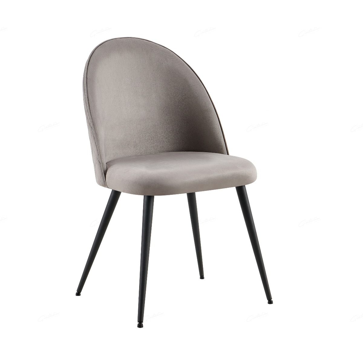 Zita Grey Velvet Quilted Back Dining Chairs With Black Metal Base - Pairs