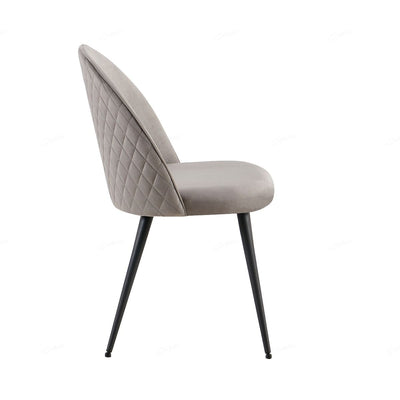 Zita Grey Velvet Quilted Back Dining Chairs With Black Metal Base - Pairs