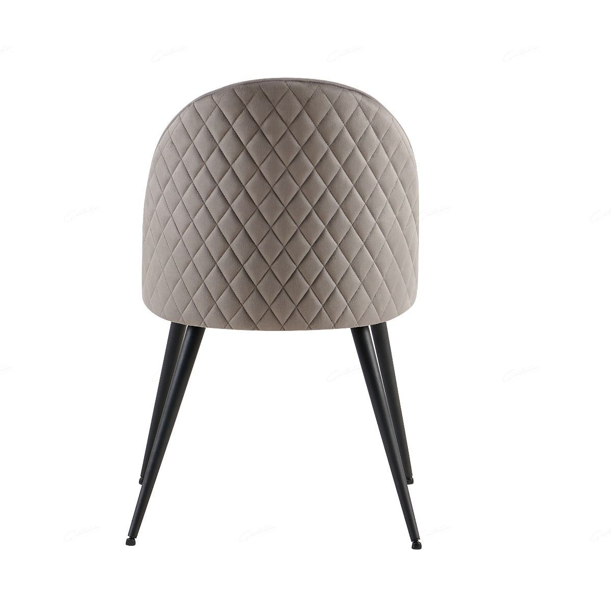 Zita Grey Velvet Quilted Back Dining Chairs With Black Metal Base - Pairs