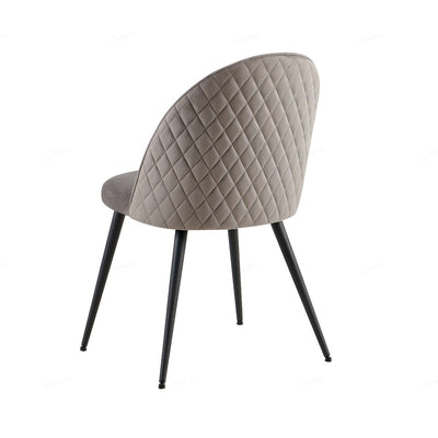 Zita Grey Velvet Quilted Back Dining Chairs With Black Metal Base - Pairs