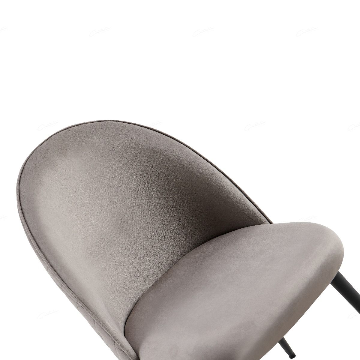 Zita Grey Velvet Quilted Back Dining Chairs With Black Metal Base - Pairs